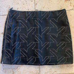 Helmut Lang genuine leather houndstooth skirt